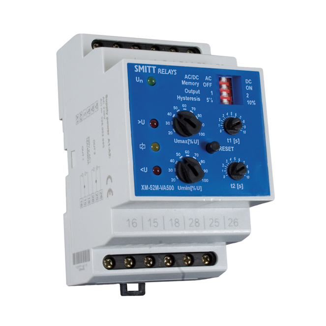 XM52MVA500 voltage monitoring relay 12,5...500VAC/DC, by Mors Smitt